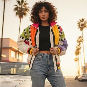 International 80s Vintage Multicolor Bomber Jacket